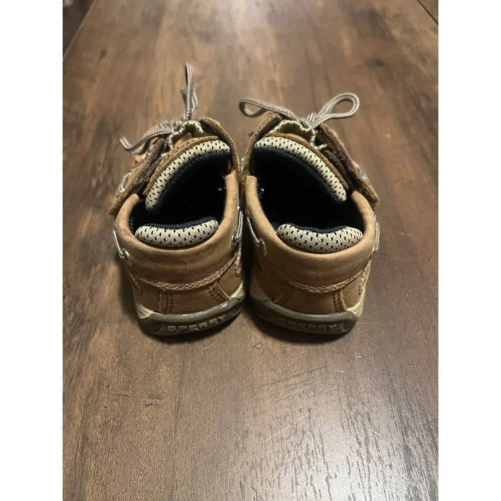 Sperry Kids Lanyard Boat Shoes Size 5M Brown Leather Nautical Casual Deck Shoes